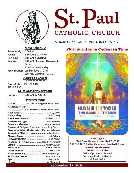 2026 - September 27 Sunday Bulletin