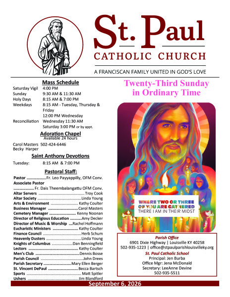 026 - September 6 Sunday Bulletin