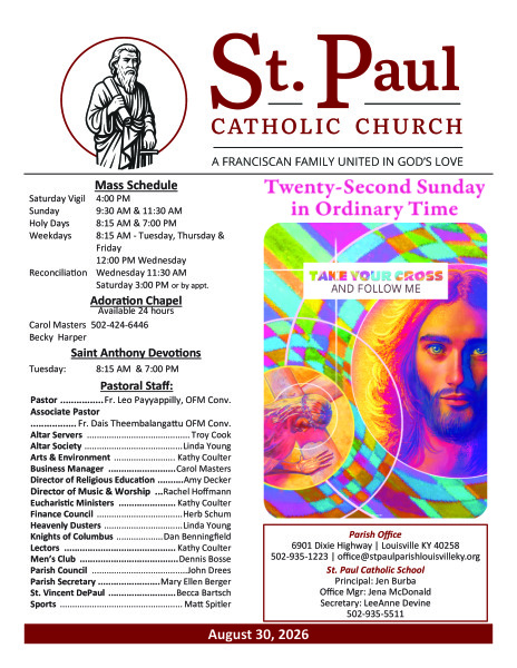2026 - August 30 Sunday Bulletin