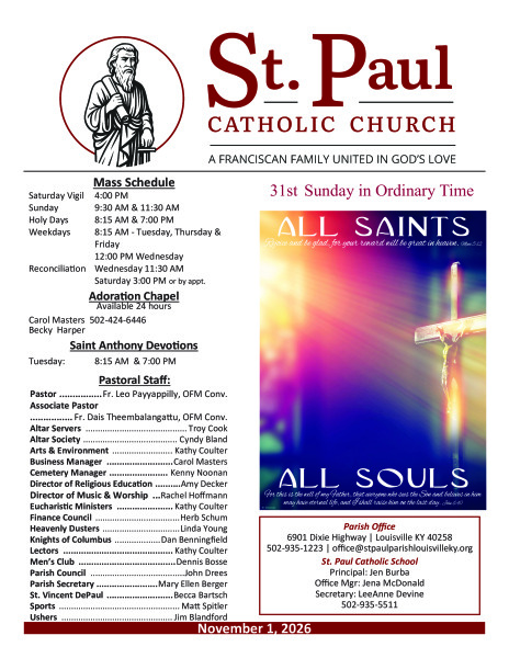 2026 - November 1 Sunday Bulletin