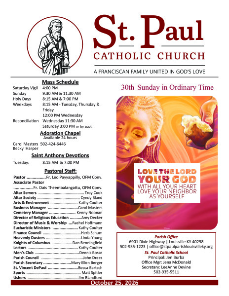 2026 - October 25 Sunday Bulletin