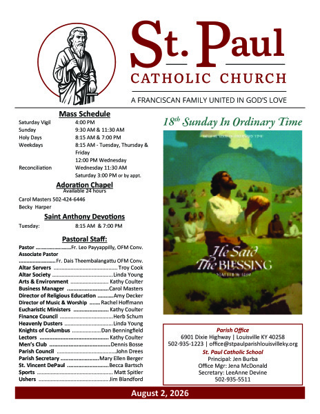 2026 - August 2 Sunday Bulletin
