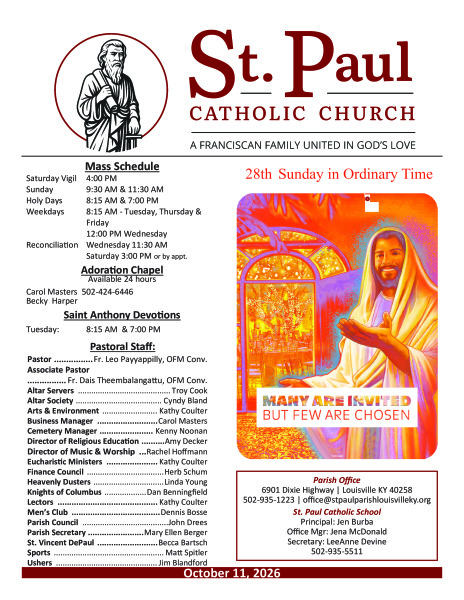 2026 - October 11 Sunday Bulletin