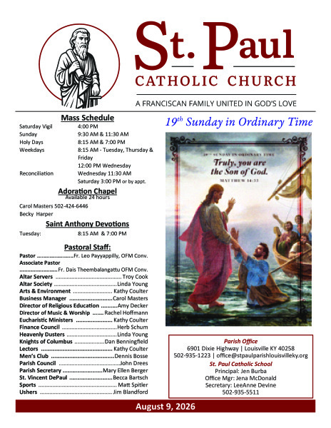 2026 - August 9 Sunday Bulletin