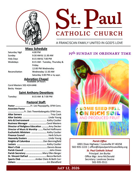 2026 - July 12 Sunday Bulletin